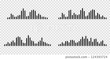 Audio wave. icon sound song. podcast set waves. Symbols on transparent isolated background. Voice message. Vector illustration. EQ Audio wave. icon sound song. podcast set waves. Symbols on transparent isolated background. Voice message. Vector illustration. EQ 124393724