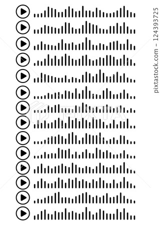 Audio wave. icon sound song. Voice message. Podcast set waves. Symbols on white isolated background. Vector illustration. EQ Audio wave. icon sound song. Voice message. Podcast set waves. Symbols on white isolated background. Vector illustration. EQ 124393725