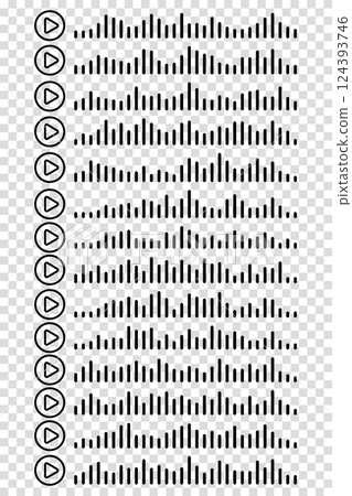 Audio wave. icon sound song. podcast set waves. Symbols on transparent isolated background. Voice message. Vector illustration. EQ Audio wave. icon sound song. podcast set waves. Symbols on transparent isolated background. Voice message. Vector illustration. EQ 124393746