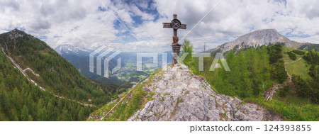 Mountain valley near Klettersteige am Jenner in Berchtesgaden National Par, Alps Mountain valley near Klettersteige am Jenner in Berchtesgaden National Par, Alps 124393855