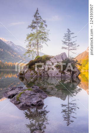 View of Hintersee lake in Berchtesgaden National Park Bavarian Alps, Germany View of Hintersee lake in Berchtesgaden National Park Bavarian Alps, Germany 124393907