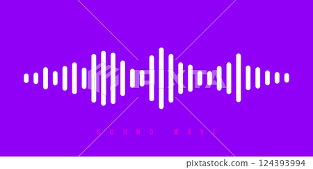 Waves of the equalizer sound isolated on pin or purple background. White sound wave or voice message. Vector Illustration 124393994