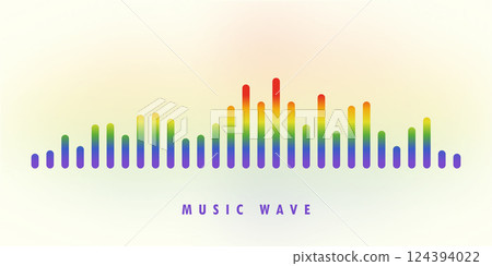 Colorful sound wave equalizer. Background ui design musical sound wave. Vector illustration. 124394022