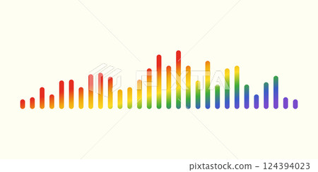 Colorful sound wave equalizer. Background ui design musical sound wave. Vector illustration. Colorful sound wave equalizer. Background ui design musical sound wave. Vector illustration. 124394023