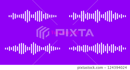 Set waves of the equalizer sound isolated on red background. Set white wave or voice message. Vector Illustration 124394024
