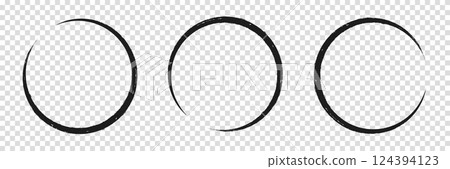 Sketch of circular doodles with a marker. Set of circular frames. Collection hand drawn round shape. Vector illustration on a transparent background. 124394123