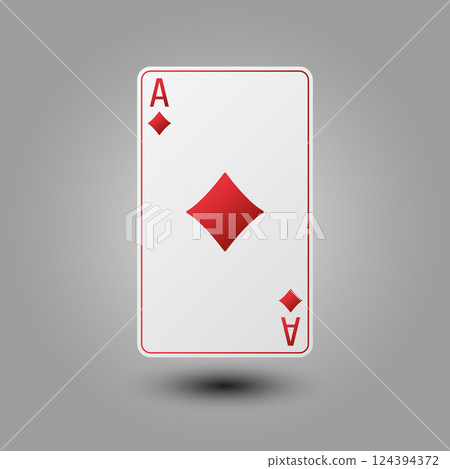 Realistic playing card for poker or blackjack. Ace of diamonds suit on a gray background. Vector illustration. 124394372