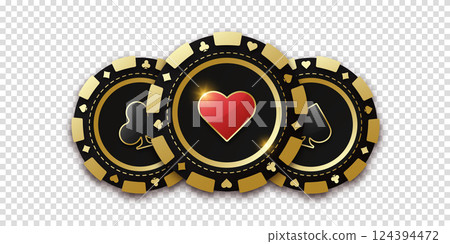Gambling coin with suit hearts. Trio of playing chips or token. Realistic playing chip with the suit of hearts in the center, gambling tokens. Banner for web app or site. Concept poker or casino. Gambling coin with suit hearts. Trio of playing chips or token. Realistic playing chip with the suit of hearts in the center, gambling tokens. Banner for web app or site. Concept poker or casino. 124394472