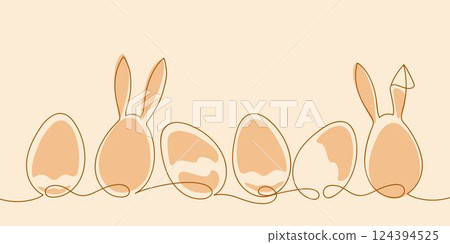Continuous line drawing of easter eggs. Egg line art. Minimalist black linear sketch isolated on white background.	 124394525