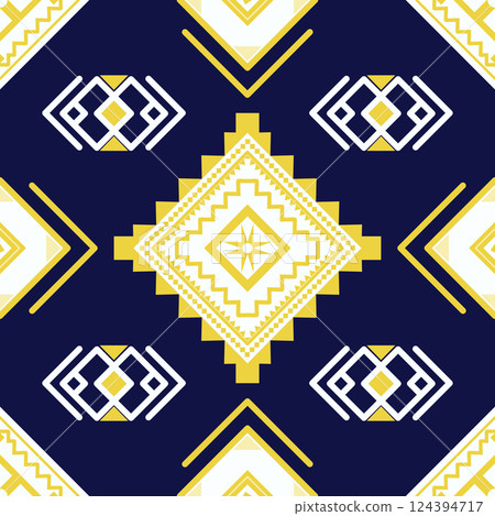 seamless pattern native triangle and square shape fabric and carpet, vector illustration design 124394717