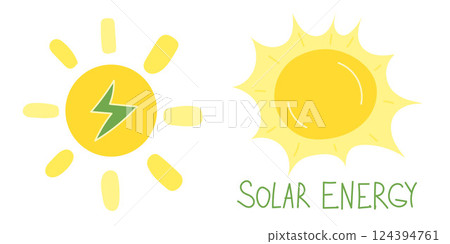 Dual sun graphics with bold lightning bolt symbolizing renewable electricity, solar innovation, and energy efficiency for sustainable power and eco tech branding Dual sun graphics with bold lightning bolt symbolizing renewable electricity, solar innovation, and energy efficiency for sustainable power and eco tech branding 124394761