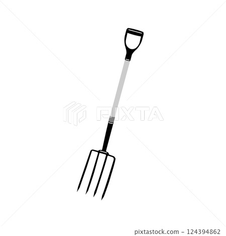 Pitchfork Garden tool, flat outline style isolate on white background, vector illustration Pitchfork Garden tool, flat outline style isolate on white background, vector illustration 124394862