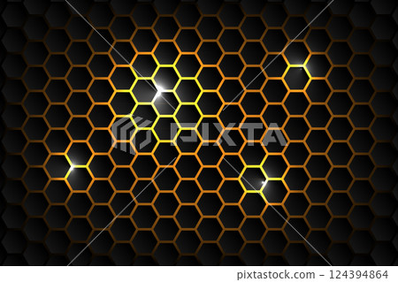 Abstract Background technology hexagon shape on yellow neon background, Vector illustration Abstract Background technology hexagon shape on yellow neon background, Vector illustration 124394864