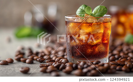 Refreshing cold brew ice coffee, ideal for summer afternoons. Generative AI 124394921