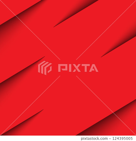Abstract diagonal line red color background with dynamic shadow, Vector illustration 124395005