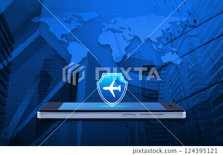 Business travel insurance and safety online concept, Elements of this image furnished by NASA Business travel insurance and safety online concept, Elements of this image furnished by NASA 124395121