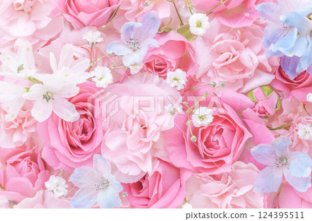 Pink and blue pastel colored floral background 124395511