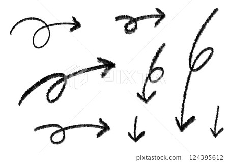 手繪、水墨畫旋轉箭頭的向量插圖 124395612