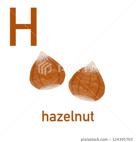 Watercolor English alphabet made of cute fruits and vegetables. Watercolor illustration of food. Vegetarian alphabet. Back to school. Hazelnut Watercolor English alphabet made of cute fruits and vegetables. Watercolor illustration of food. Vegetarian alphabet. Back to school. Hazelnut 124395703