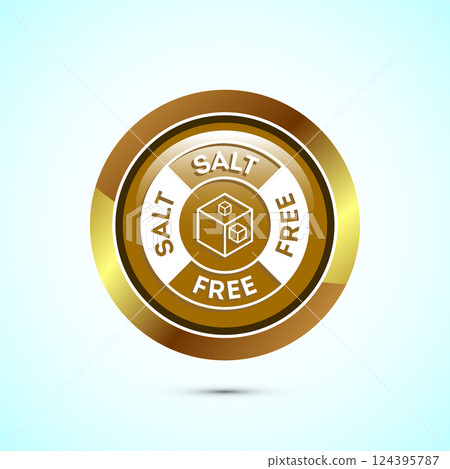 Salt free icon design illustration. No salt sign symbol, Sodium free icon, Button design 124395787