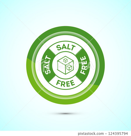 Salt free icon design illustration. No salt sign symbol, Sodium free icon, Button design 124395794