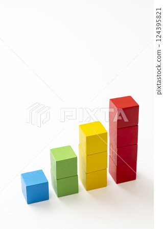 Graph made of building blocks on white background 124395821