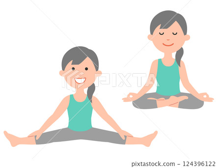 Young woman yoga poses set of 2 124396122