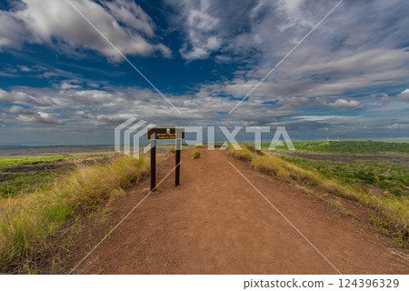 Volcanic Viewpoint on Comalito Trail. View of Comalito Trail Lookout in Masaya, Nicaragua 124396329