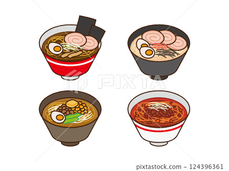 拉麵向量插圖集 拉麵向量插圖集 124396361