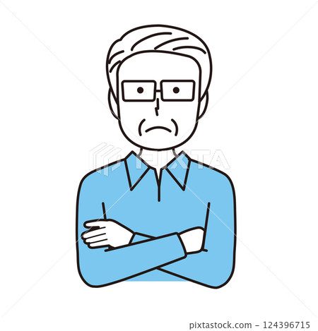 Illustration of a senior man in a thinking pose 124396715