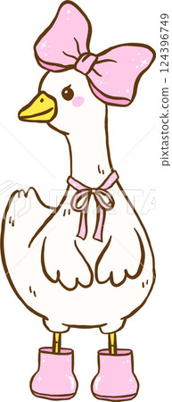 Cute Silly Goose Coquette Cartoon Hand Drawn Cute Silly Goose Coquette Cartoon Hand Drawn 124396749