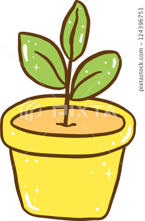 Potted Plant with a Sprout Potted Plant with a Sprout 124396751