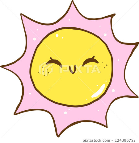 Cute Smiling Sun Girly Hand Drawn Cute Smiling Sun Girly Hand Drawn 124396752