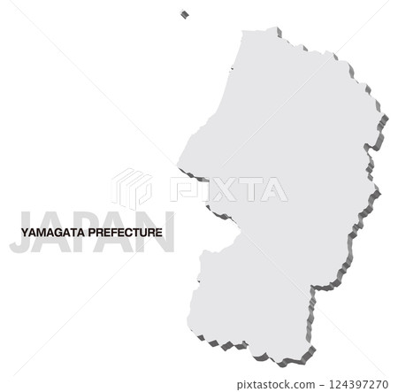3D map of Yamagata prefecture 3D map of Yamagata prefecture 124397270