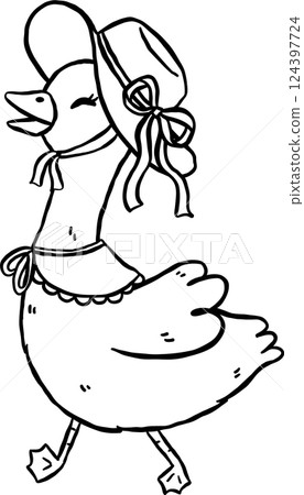 Cute Silly Goose Cottagecore Cartoon Character 124397724