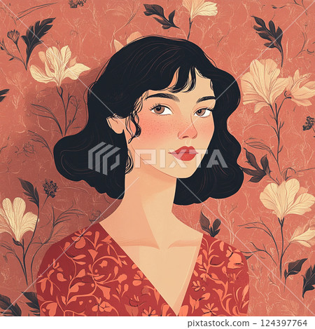 A woman in modern Japanese style 124397764