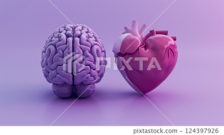 human brain an heart role in choosing and making decisions concept, balance between intellect and emotions, choice and logic 124397926