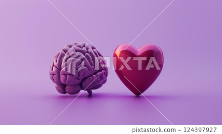human brain an heart role in choosing and making decisions concept, balance between intellect and emotions, choice and logic 124397927