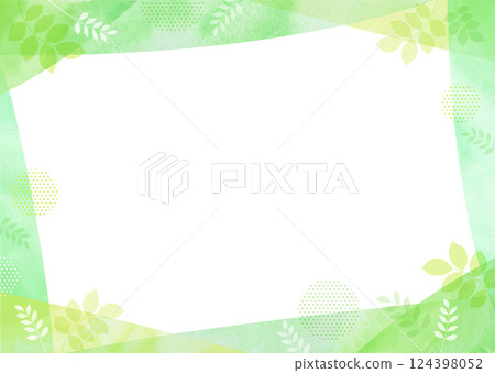 Fresh green leaves and gentle watercolor fresh green frame 124398052