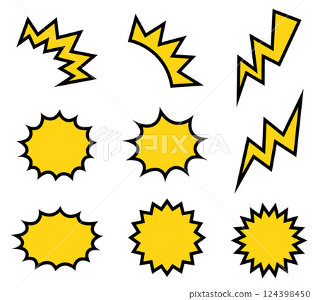Yellow highlight icon set with black border Yellow highlight icon set with black border 124398450