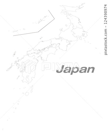 A map of Japan divided into regions, focusing on Kyushu and Shikoku regions. A blank map in Perth 124398974