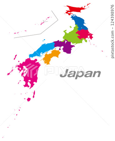 Map of Japan divided into regions, focusing on Kyushu and Shikoku regions Perth map Map of Japan divided into regions, focusing on Kyushu and Shikoku regions Perth map 124398976