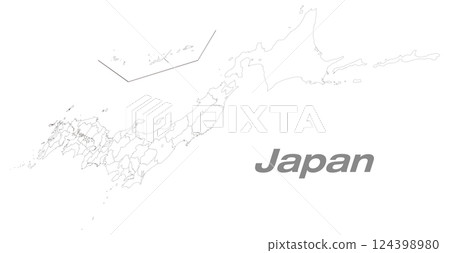Japan map divided into 47 prefectures with a focus on Hokkaido and Tohoku region Perth blank map 124398980