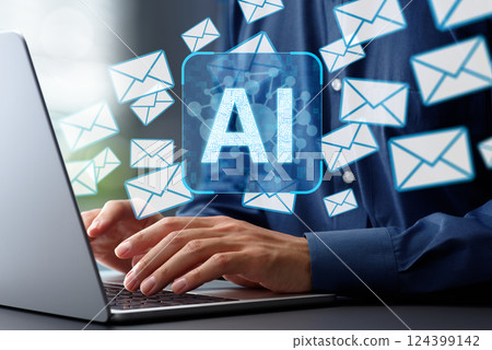 AI-powered email marketing automation. Artificial intelligence sends personalized and optimized emails. 124399142