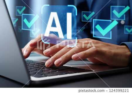 人工智慧治理和產生人工智慧的負責任使用。道德和可解釋性。商人在辦公室寫字台上寫筆記 124399221