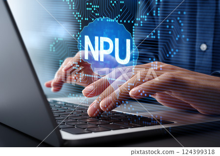 NPU 神經處理單元。人工智慧晶片與電子電路。使用筆記型電腦的邊緣人工智慧 124399318