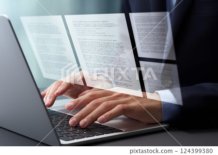 Image of document creation and documentation. Close-up of hands typing on a laptop keyboard. Off Image of document creation and documentation. Close-up of hands typing on a laptop keyboard. Off 124399380