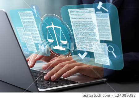 文檔和合規性。合規評估和管理系統。研究和準備法律文件的律師。辦公室 文檔和合規性。合規評估和管理系統。研究和準備法律文件的律師。辦公室 124399382