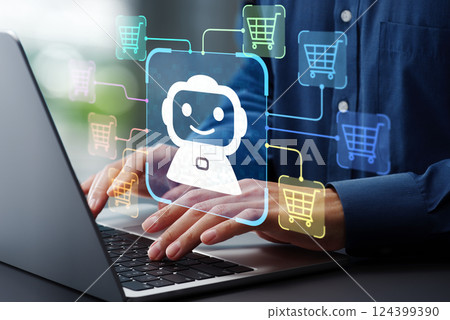 An image of an AI agent shopping or making reservations online. 124399390