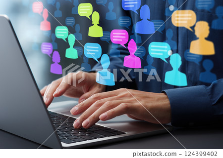 SNS chat messages and communication. Social media communication for marketing SNS chat messages and communication. Social media communication for marketing 124399402